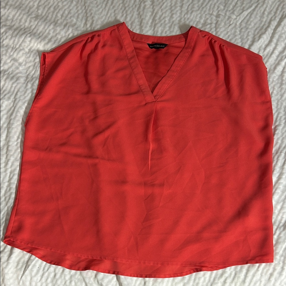 Banana Republic Bright Orange V-Neck Blouse